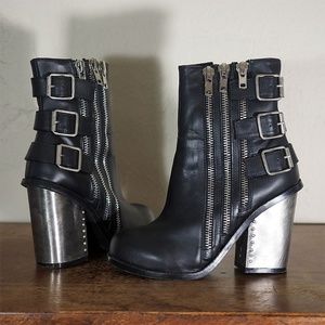 Jeffrey Campbell Zip Metal Buckle Booties